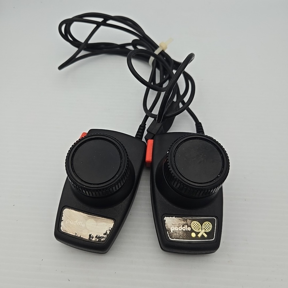 Atari 2600 Original Paddle Controllers Black Vintage Retro Gaming Tested Pair
